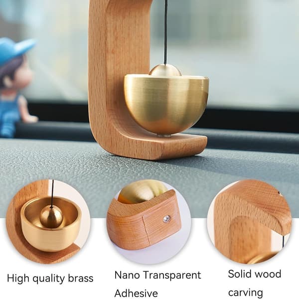 OU-Dörrklocka - Vindspel i trä - Dörrpåminnelseklocka - Heminredning - Minimalism - (Magnetisk + Självhäftande) Walnut