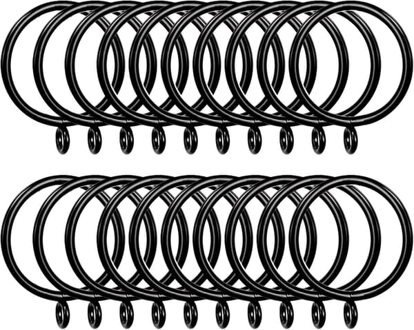 50-pak 38 mm gardinringe mat sort metal gardinstangsringe - passer til stænger op til 35 mm i diameter, sort