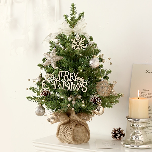 50cm Juledekorationer, Miniatyrjultreeset til skrivebord, Realistiske Juletræspynt