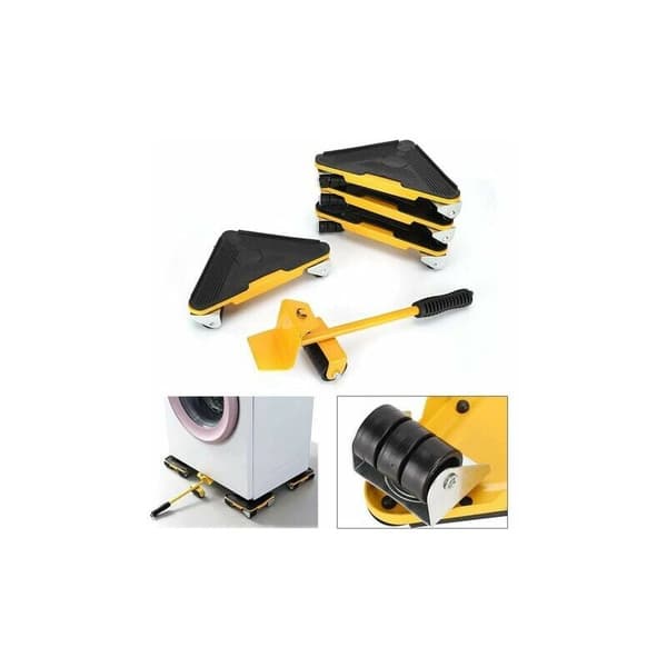 Furniture Moving Set with 5 Pieces Lifting Tools, Rollers, Wheels, Bar, Handle