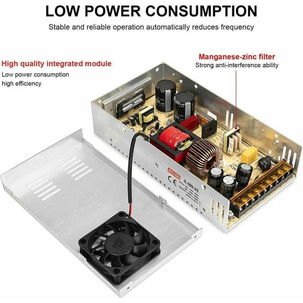 480W 24V 20A AC/DC-konverter, AC-strømforsyning, AC 110V/220V til DC 24V 20A, reguleret universalstrømadapter