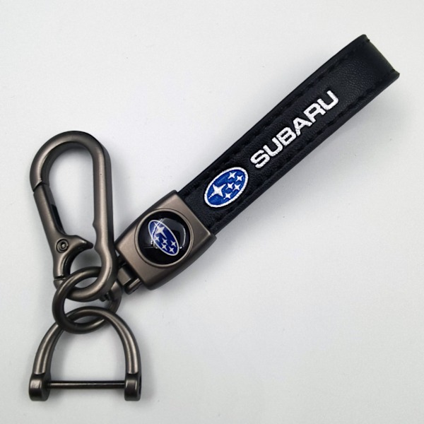 (Specialerbjudande) Personlig bilnyckelring i metall med logotyp - Lädernyckelring för män Sub Sub Sub Gunmetal Hardware Subaru