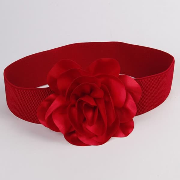 Bredt elastisk belte Store blomster Midjebånd SVART black