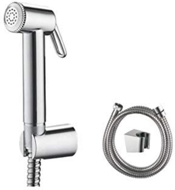 Sett med 1 WC hånddusj med holder og slange, dusjhode, krom