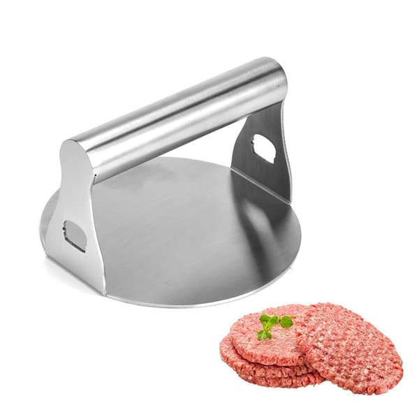 Hamburgerpresse, Rustfritt stål, hamburgerknuser, kjøttmørningsverktøy, rund