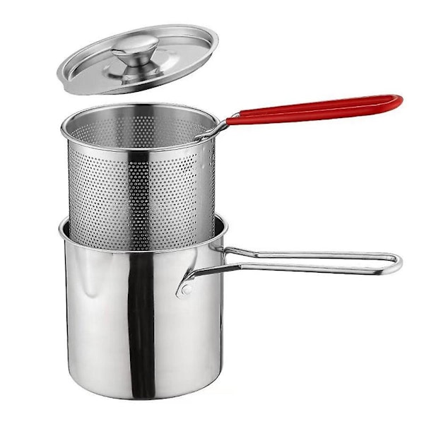 Friteuse Friteringsgryte med Kurv 304 Rustfritt Stål Robust Multifunksjonell