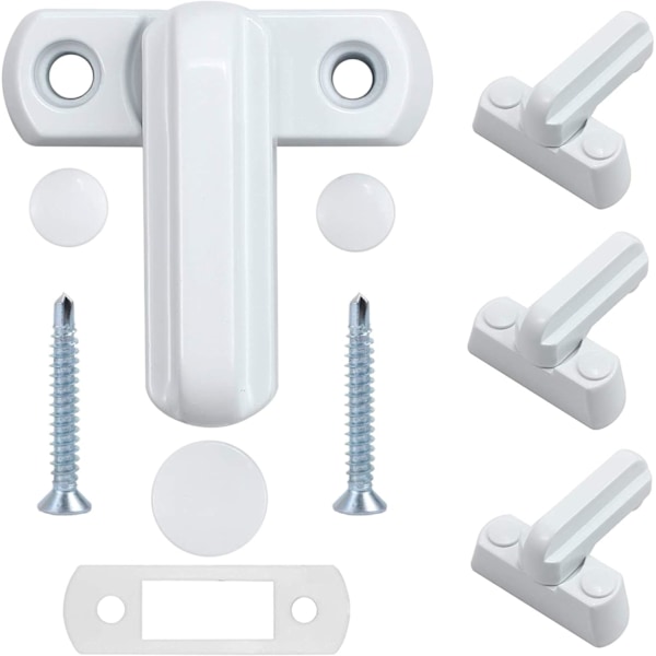 4-pack fönsterlås - Dörr- och fönsterlås mot stöld - Extra säkerhet för hemmet för PVC/uPVC-fönster och dörrar - Vit
