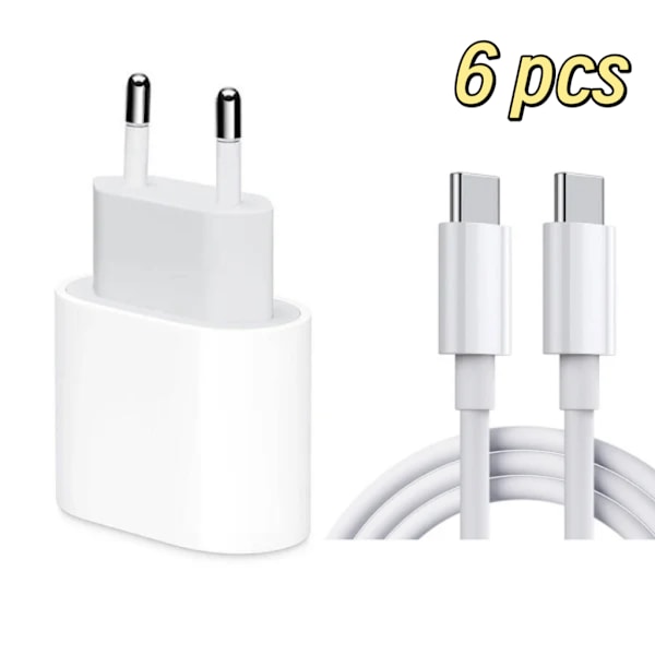 (Spesialtilbud) 6-pakning - Lader for Samsung - Hurtiglader - Adapter + Kabel 20W Hvit one size Samsung 6-Pakning Samsung 6-Pakning Samsung_NA