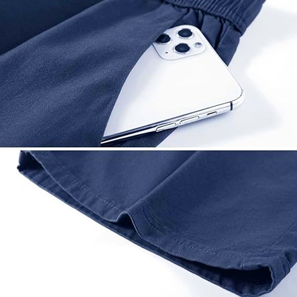 Dam Dragsko Elastisk Midja Knälånga Lockiga Bermuda Shorts Sommar Be L