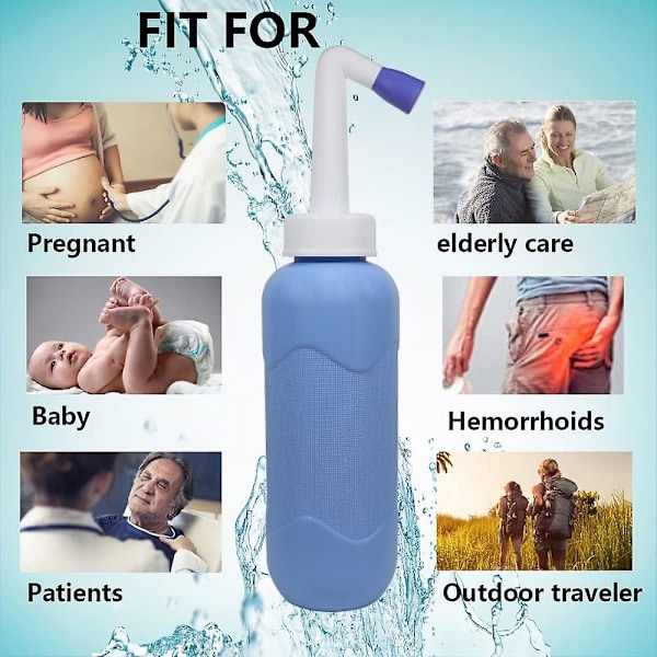 (Specialtilbud) Bærbar Bidet - Rejse Bidet Flaske til Personlig Hygiejne - Håndholdt Enhed - Luftfri Bidet Sprøjte - Flaske med Aftørringsfunktion - 500 ml