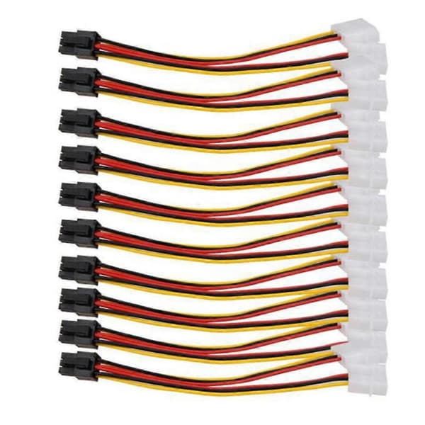 10 stk. Molex 4-pin til PCI-E PCI Express 6-pin strømomformer adapterkabel stik strømforsyning C