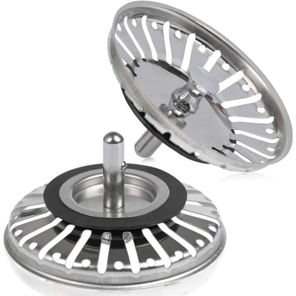 2 st diskho sil/propp för kök/badrum diskho diameter 84 mm med kulkedja, rostfritt stål