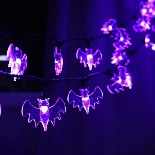 1st LED Bat String Lights Halloween String Lights, (lila)
