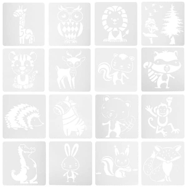 16 stk. stencils til maling af dyr, stencils til maling af dyr, form til børn