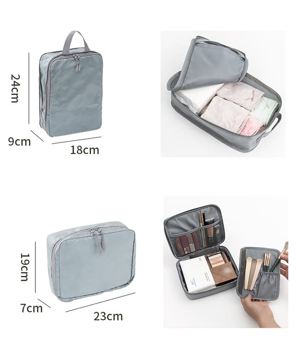 8 stk./sæt Beige Rejseopbevaringspose, minimalistisk foldbar polyester opbevaringspose til rejser