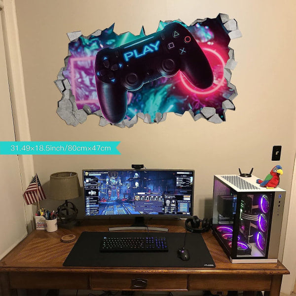 3D Gamer Väggdekaler, Gamer Poster Väggdekoration, Pojkrum Väggdekal, Modern Vardagsrum Dekoration Väggdekaler, Pojkrum Sovsal Väggdekal, Di