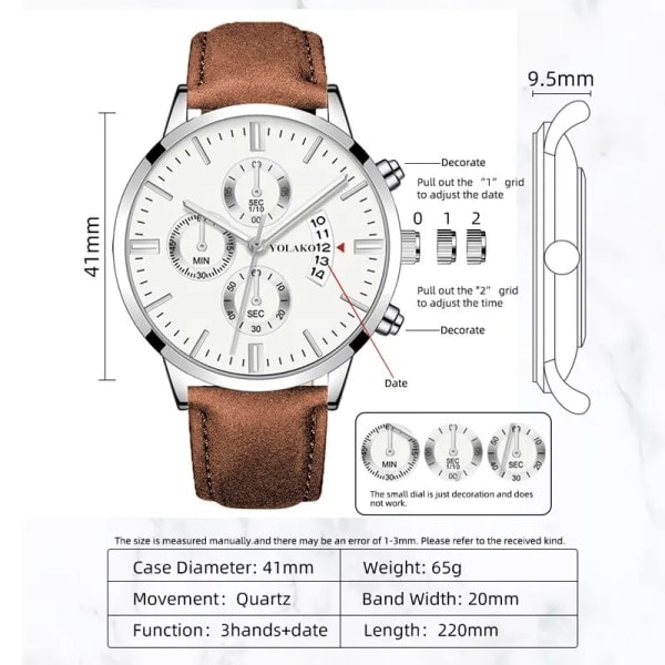 Lyxmode Herr Militär Sportklockor Man Brun Watch Kvarts Armbandsur Herr Affär Casual Watch Masculino Brown White