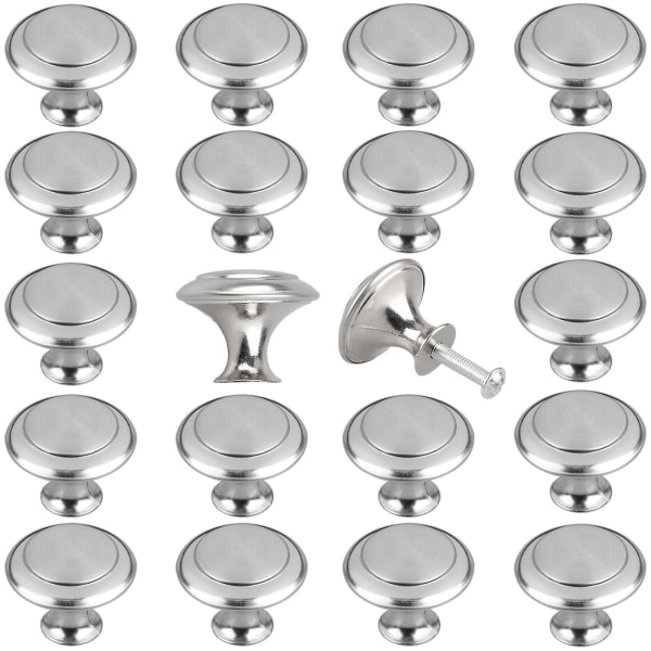 20 st Köksknoppar, Borstad Nickel Skåpsknoppar, Eeekit Låda Byråhandtag Skåpdörr Kraftiga Knoppar, Köksskåp Hårdvara