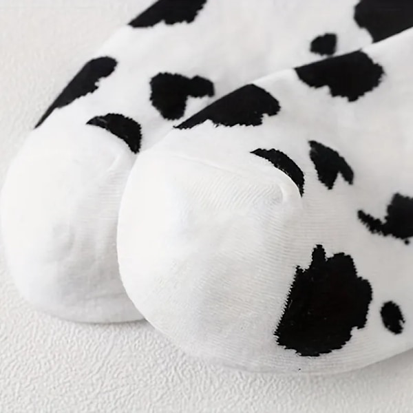 5 Par Damsockor med Söt Ko-Mönster, Korta Sockor, Kreativa Tryckta Sockor, Ankelsockor, 5 Par Enkelt Kod