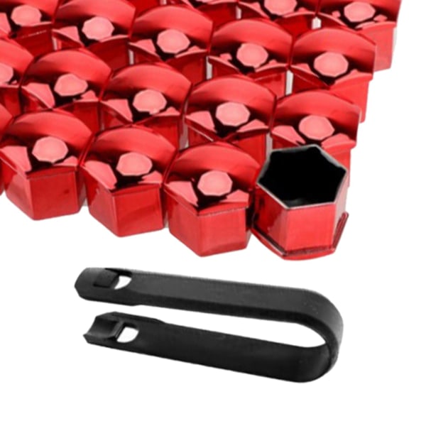 (Spesialkampanje) 20 stk. hjulmutterdeksler for bil, rustsikre felgdeksler, hjulmuttere, sølv, 17 mm Rød 17mm Optional Red 17mm