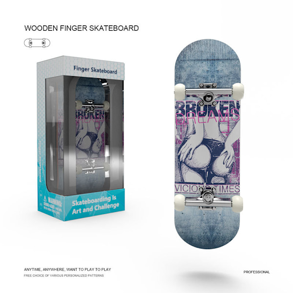 Nyt Professionelt Fingerboard Skateboard, Trædæk Leje Hjul Legetøj Gave (8020-5)
