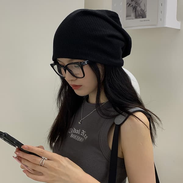 Tynn, trendy og allsidig strikket lue Baotou lue Pullover Høst
