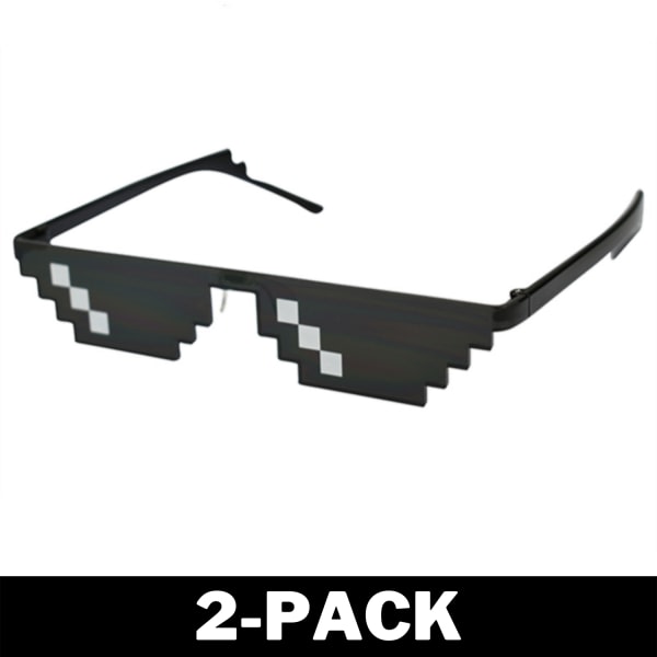 Svarta Thug Life Glasögon Meme Solglasögon Pixel 16bit Svart 2-Pack 2-Pack