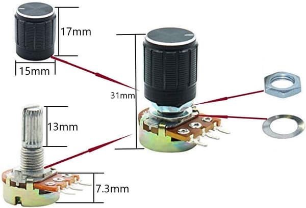 20 stk. Potentiometer Kit, (B5K B10K B20K B50K B100K) Lineær Rotationspotentiometer, Rotationspotentiometer, Lineær Potentiometer 3 Terminaler, WH148