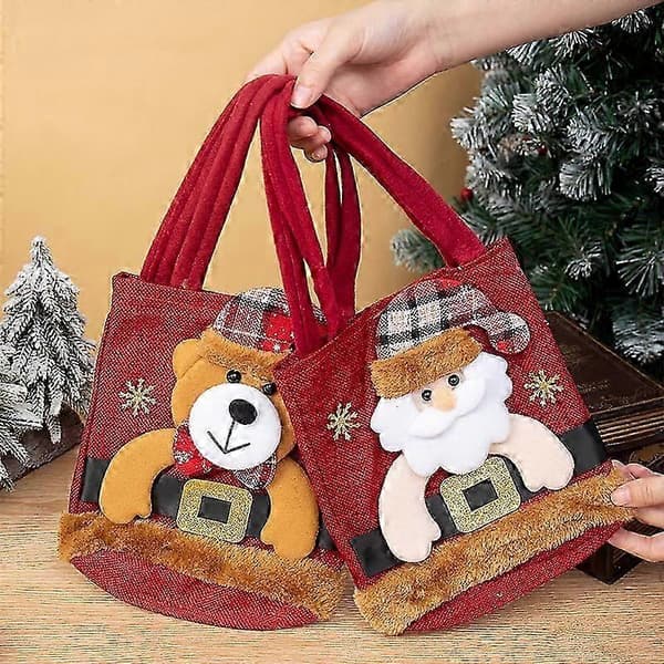 Juldekorationer, julklappspåsar, julgodispåsar, julfruktpåsar, juläppelpåsar, julhandväskor plush edge handbag for elderly