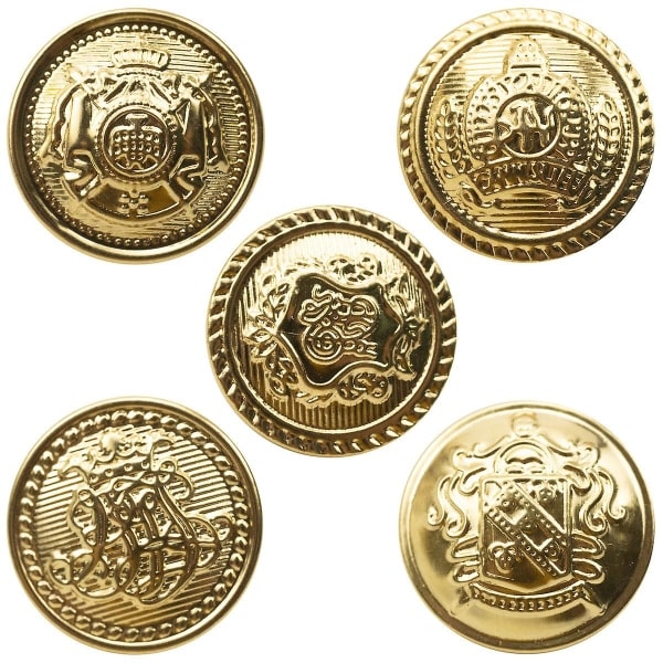 Mässingknappar 25 mm 3D Vintage Guld Knappar för Kavajer (Guld 50 stycken)