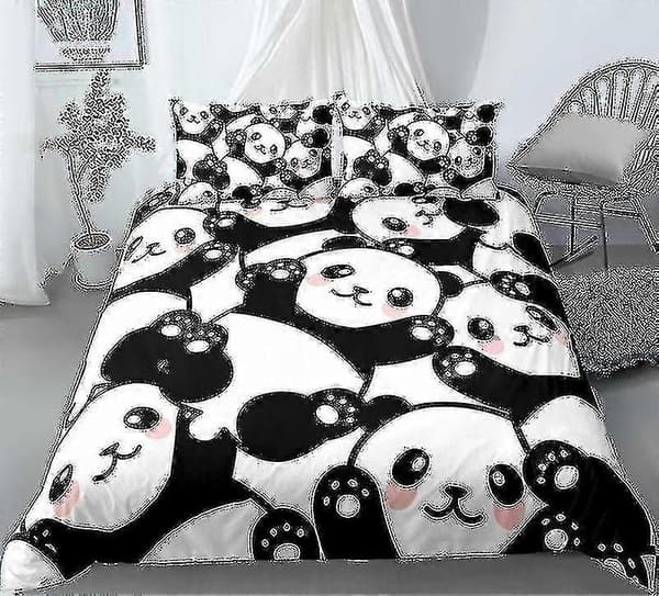 3D Panda Dyr Sød Sengesæt i tre dele (uden fyld)