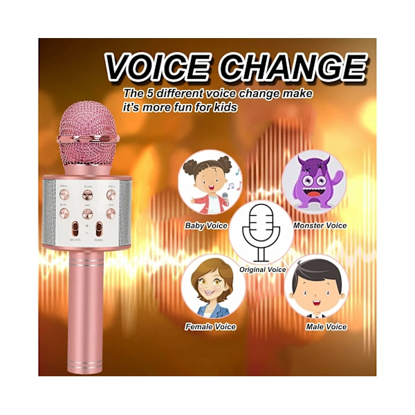 Karaoke Mikrofon til Børn, Trådløs Bluetooth Karaoke Mikrofon til Sang, Bærbar Håndholdt Mikrofonhøjttalermaskine, Gavelegetøj til Piger og Drenge