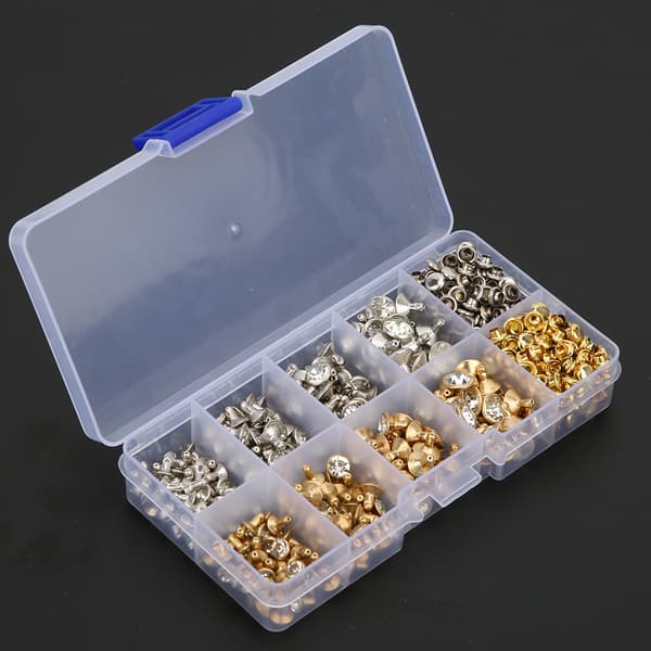 240 stk Rhinestone Stud Nagle DIY Lærvesker Klær Dekorasjon Tilbehør 6-9mm +240 stk Base 0.1
