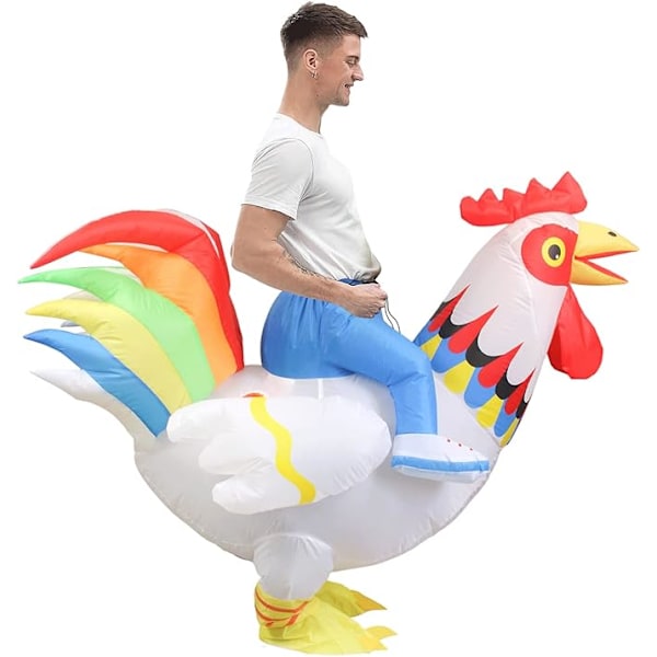 (Specialerbjudande) Uppblåsbar Dräkt Uppblåsbar Kycklingdräkt för Fest Halloween Jul Cosplay Vuxenstorlek F&Q adul adul Red White adult