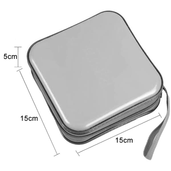 CD-etui med plass til 40, bærbar hard plast DVD-etui, sølv