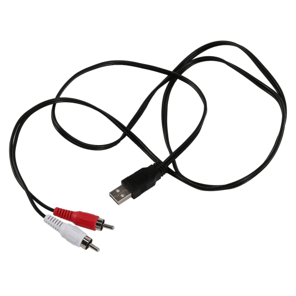 1,5M USB A Han til 2x RCA Phono Han AV-kabel Ledning PC TV Aux Lyd Video Adapter