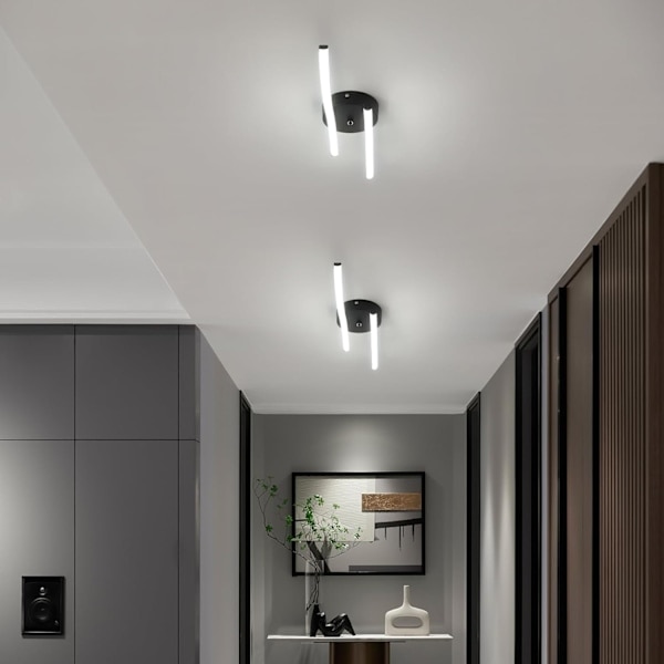 Moderne LED-taklampe, 14W 1400LM, svart, akryl innendørsbelysning, 6500K kaldhvit, for soverom, stue