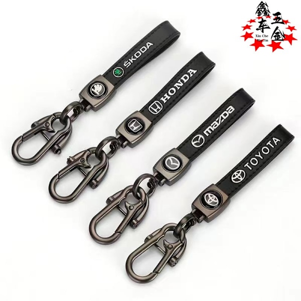 (Specialerbjudande) Personlig bilnyckelring i metall med logotyp - Lädernyckelring för män Zero R Zero R Zero R Gunmetal Hardware Zero Run