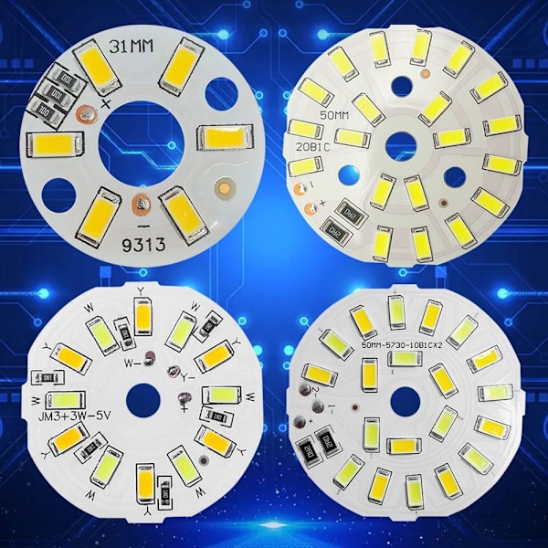 5 stk. LED lyskilde chips lysdioder 3W hvid 3W hvid 3W white 3W white