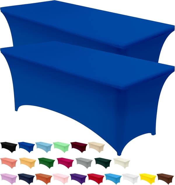 Köksstretchduk 10-pack [180 cm, Blå] 190GSM Stretch Bordsduk Passande Överdrag Rektangulär Blue