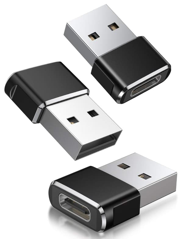 USB til USB C Adapter 3-pakning, Type C hun til USB hann ladekabel omformer