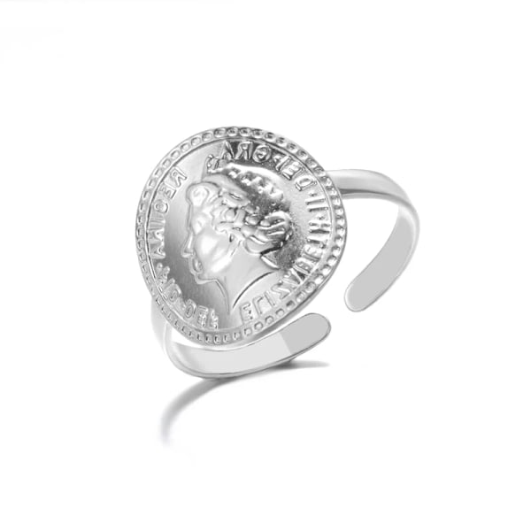 Punk Stil Geometriske Store Ringer Rustfritt Stål Justerbare Brede Ringer For Rock Kvinner Menn Smykker anillo hombre lys brun light brown Resizable