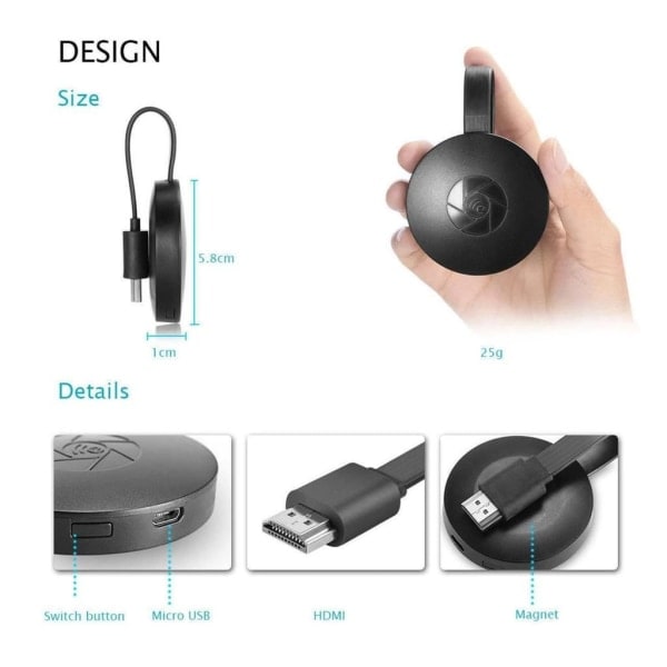 Trådløs WiFi-skærmdongle HDMI, WiFi trådløs mini-skærmdeling