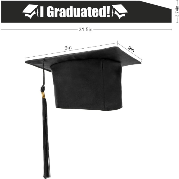 Gradueringshatt Studenthatt Svart Hatt og Gradueringsskjerf for College