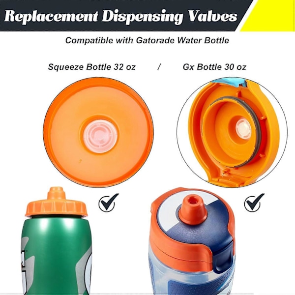 10-pack Ersättningsventiler för Gatorade-flaskor, Silikonventil för GX 30oz & Squeeze 32oz-flaskor, Läcksäker BPA-fri