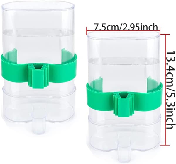 Bird Cage Water Bottle, 2 Pcs Automatic Bird Feeders, Automatic Bird Waterer, 13.4 x 7.5 x 3.2 CM