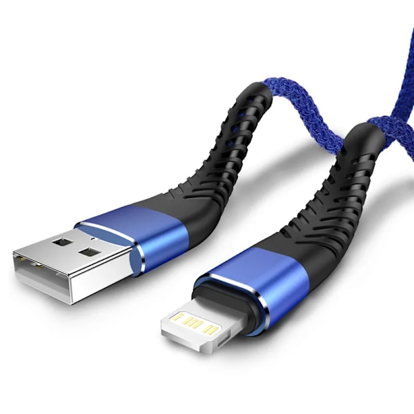 (Specialtilbud) USB-kabel til iPhone 11 12 13 14 Pro X XS Max 6 7 8 Plus SE Apple iPad Hurtig Opladningskabel Original Mobiloplader Datakabel Blå Blå