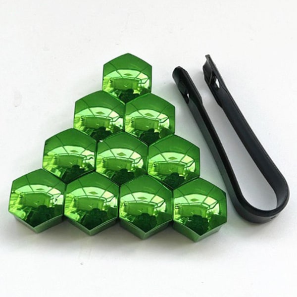 (Spesialkampanje) 20 stk. hjulmutterdeksler for bil, rustsikre felgdeksler, hjulmuttere, sølv, 17 mm grønn 17 mm Optional Green 17mm