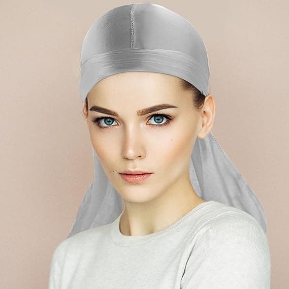 2 stk. sort sølv silkeagtig Durag unisex hue hat Durag til mænd kvinder
