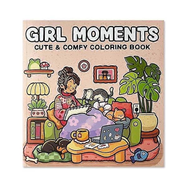 (Særlig kampagne) Little Corner/Cozy Friends/Spooky Cutie/Comfy Days/Fuzzy Hygge/Girl Moments Søde & Behagelige Malebog for Voksne og Teenagere F